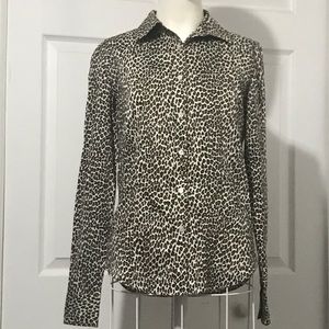 Talbots Animal Print button down blouse size 2